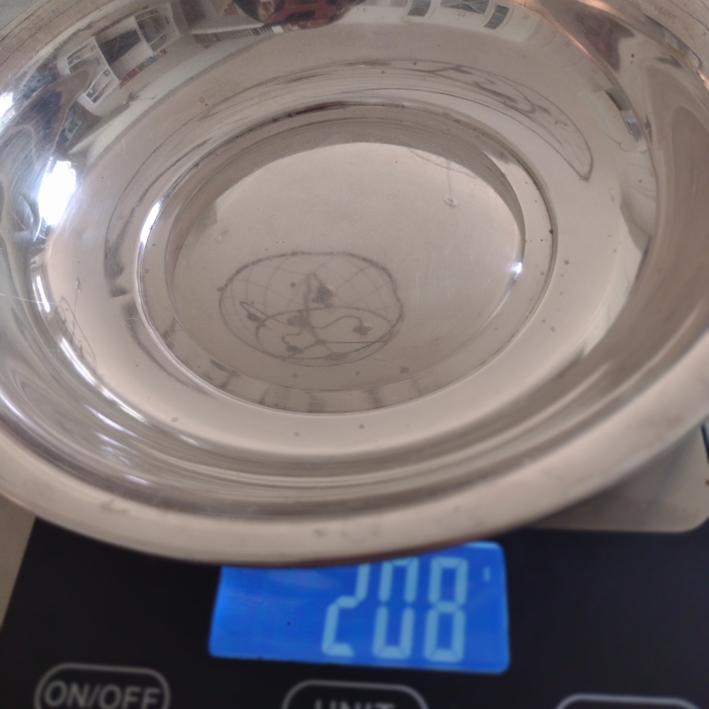 Sterling Silver Bowl Diameter ~8" X 1"